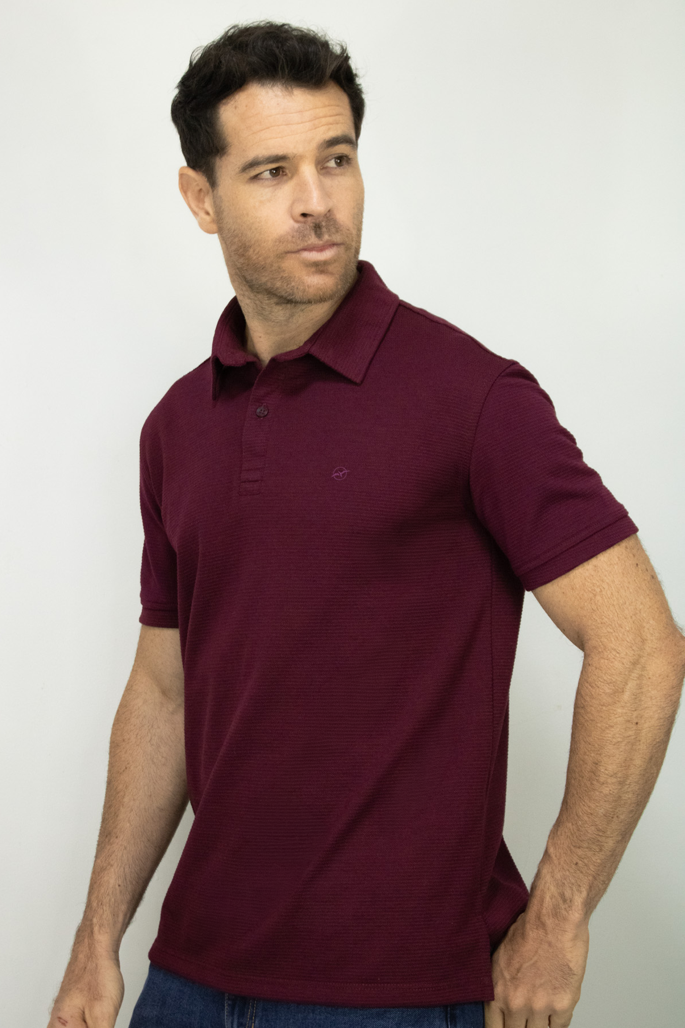 Camiseta Polo Manga Corta Vinotinto Texturizada para Hombre
