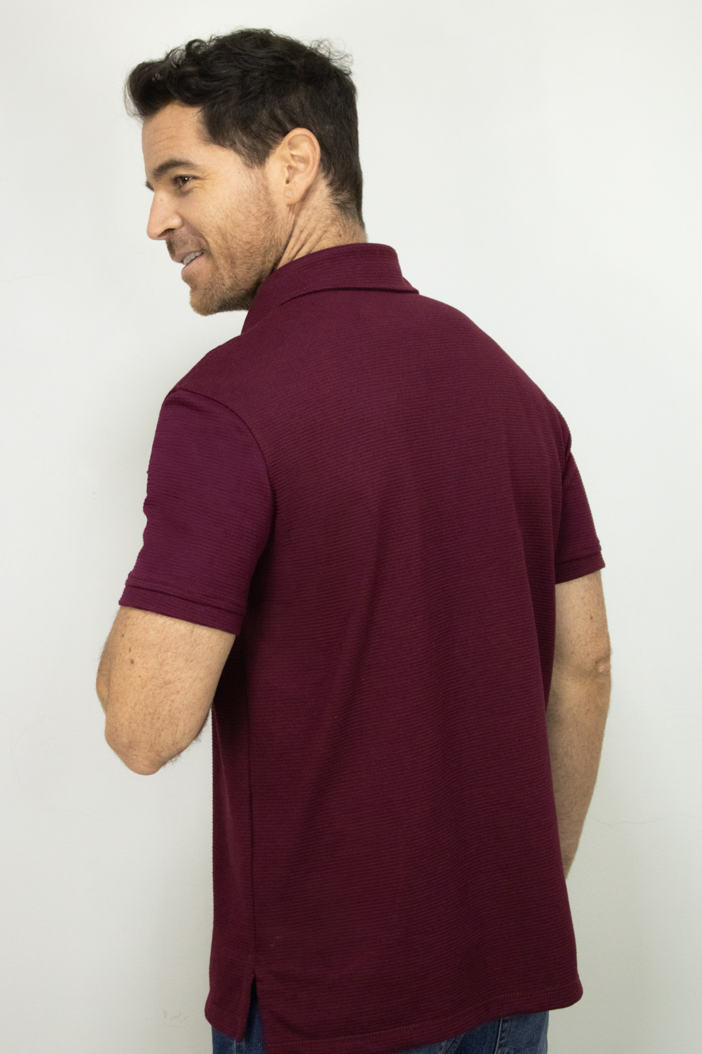 Camiseta Polo Manga Corta Vinotinto Texturizada para Hombre