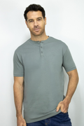 Camiseta Cuello Henley Manga Corta para Hombre