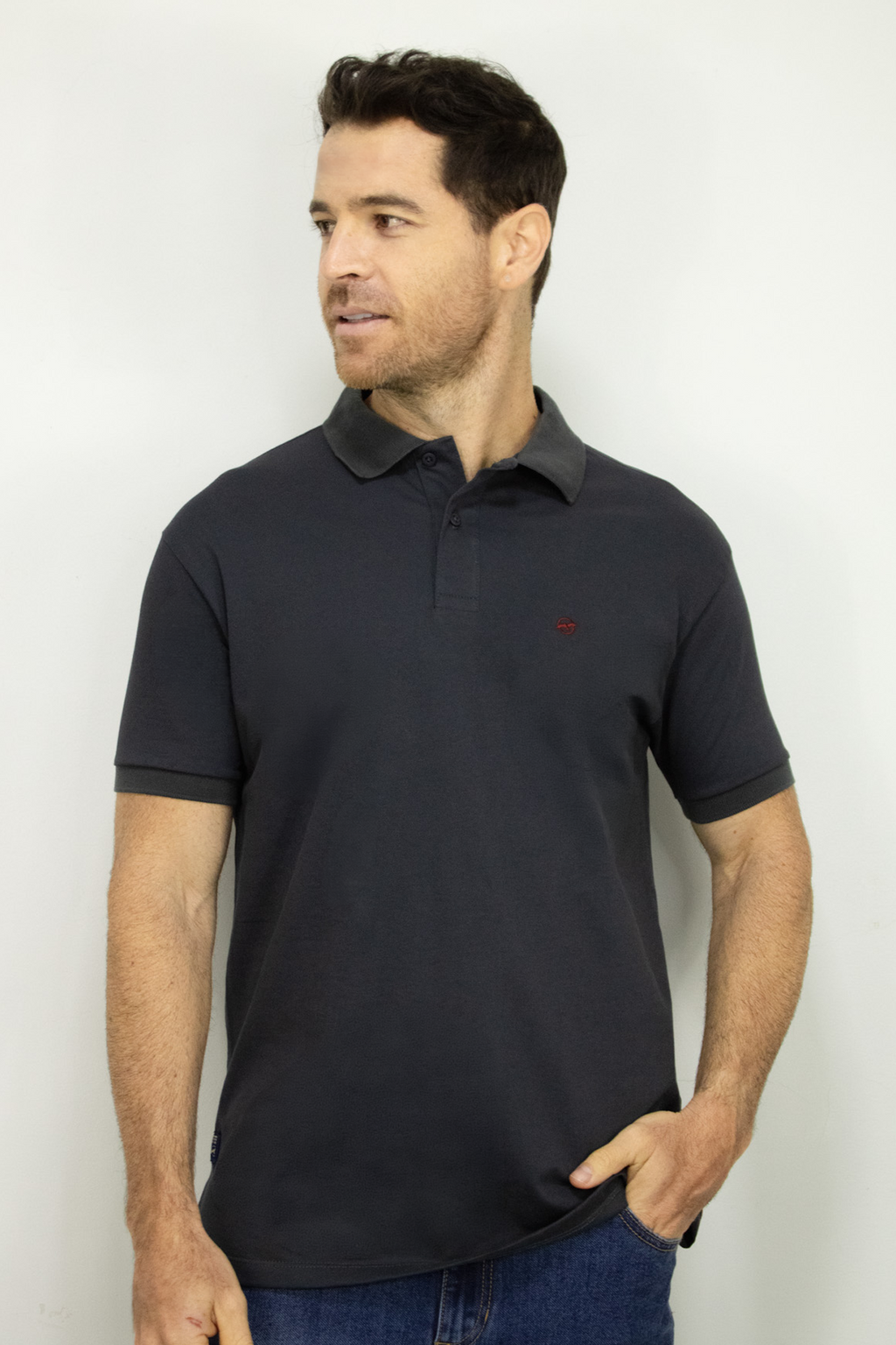 Camiseta Polo Manga Corta Gris Para Hombre
