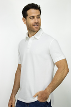 Camiseta Polo Manga Corta Blanca Texturizada para Hombre