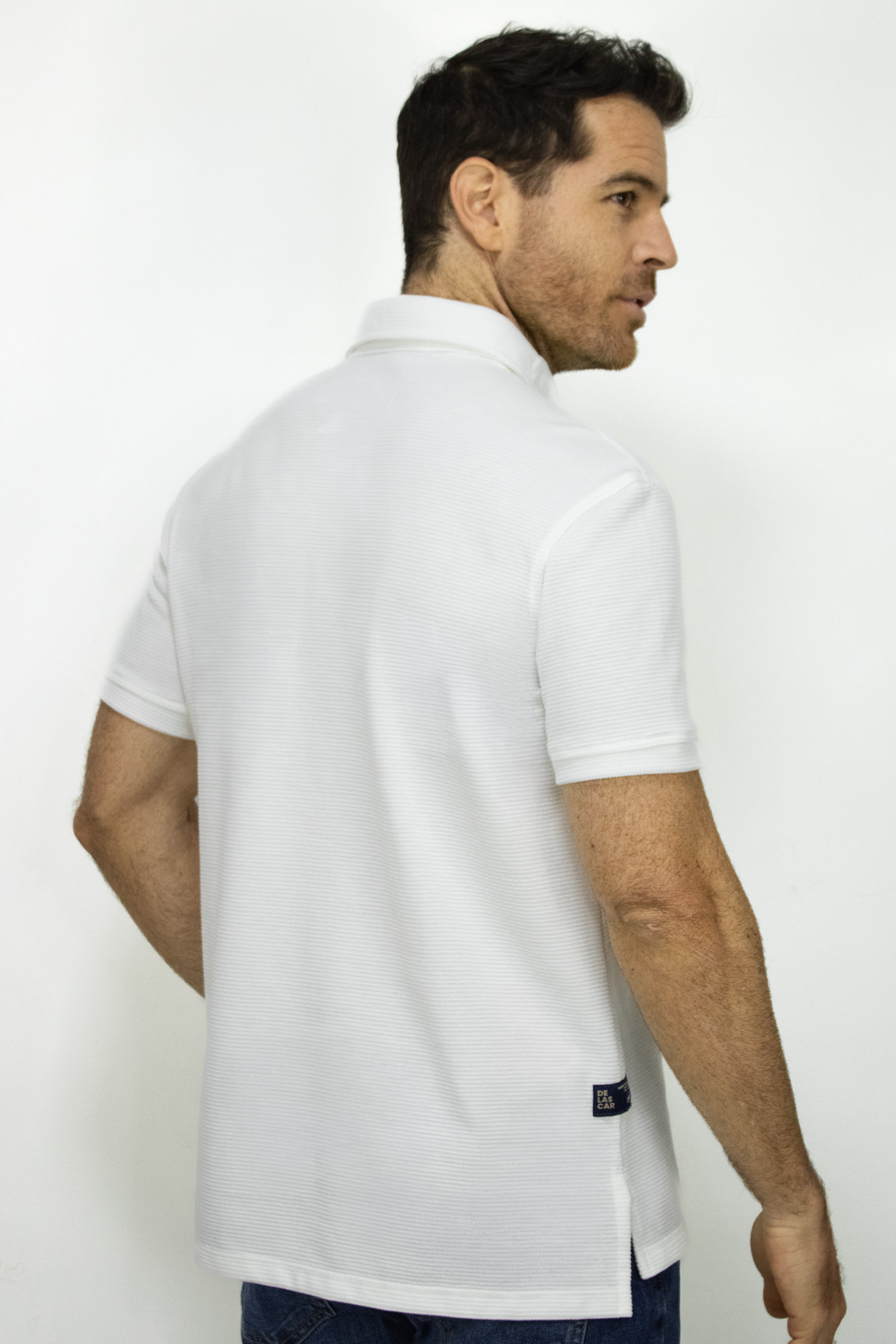 Camiseta Polo Manga Corta Blanca Texturizada para Hombre