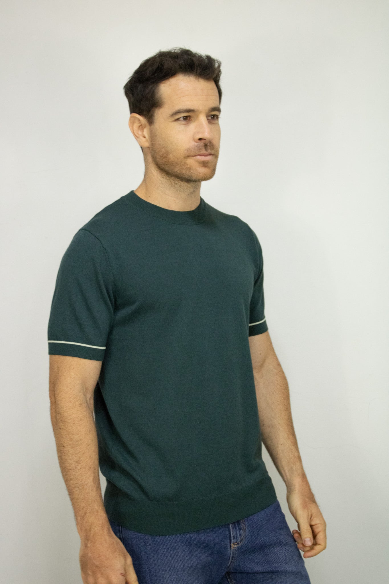 CAMISETA TEJIDA VERDE PARA HOMBRE