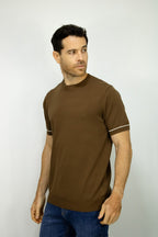 CAMISETA TEJIDA CAFE PARA HOMBRE