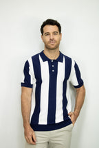 POLO TEJIDA RAYAS AZUL OSCURA PARA HOMBRE