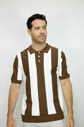POLO TEJIDA RAYAS CAFE PARA HOMBRE