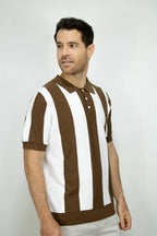 POLO TEJIDA RAYAS CAFE PARA HOMBRE