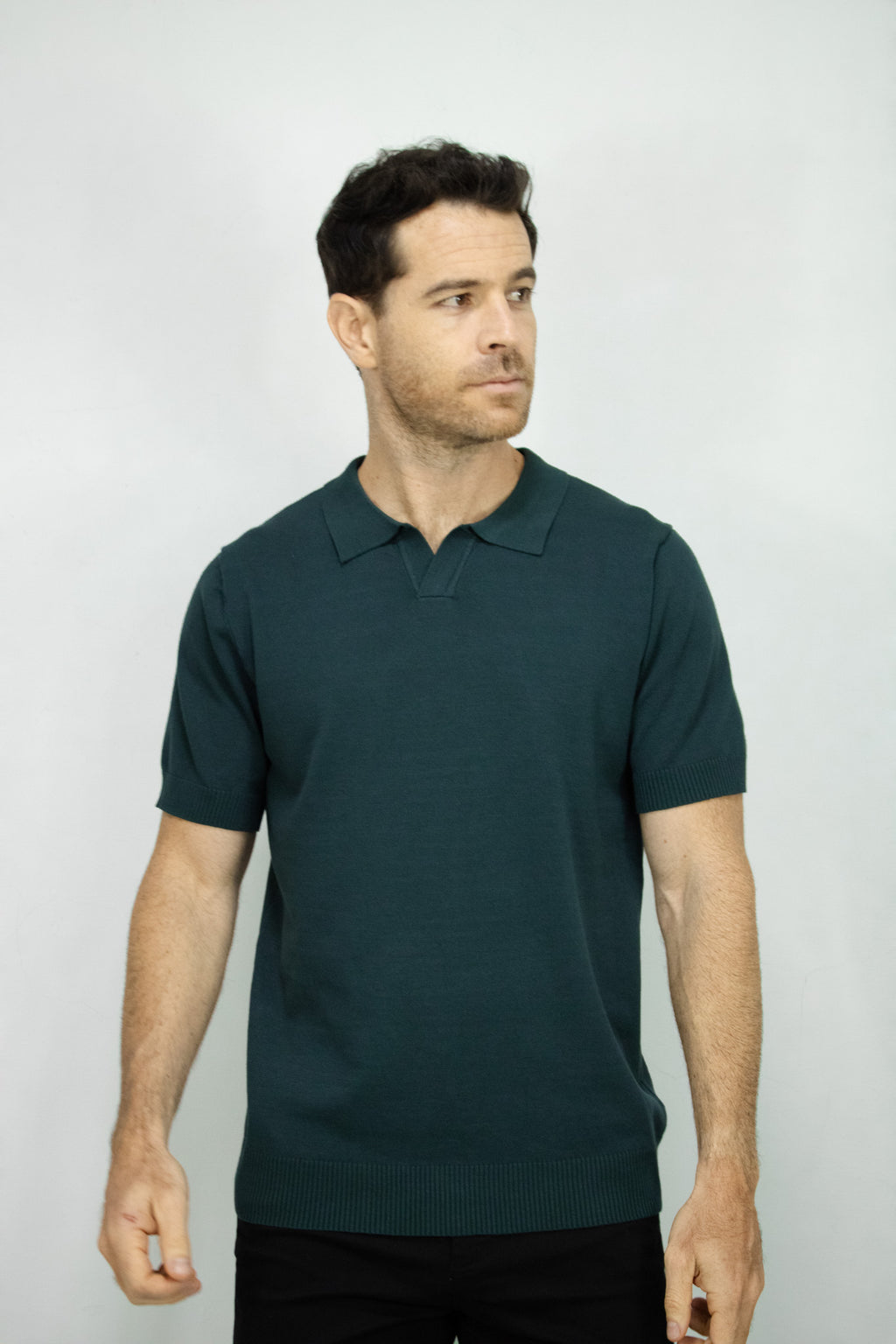 POLO TEJIDA VERDE OSCURO PARA HOMBRE