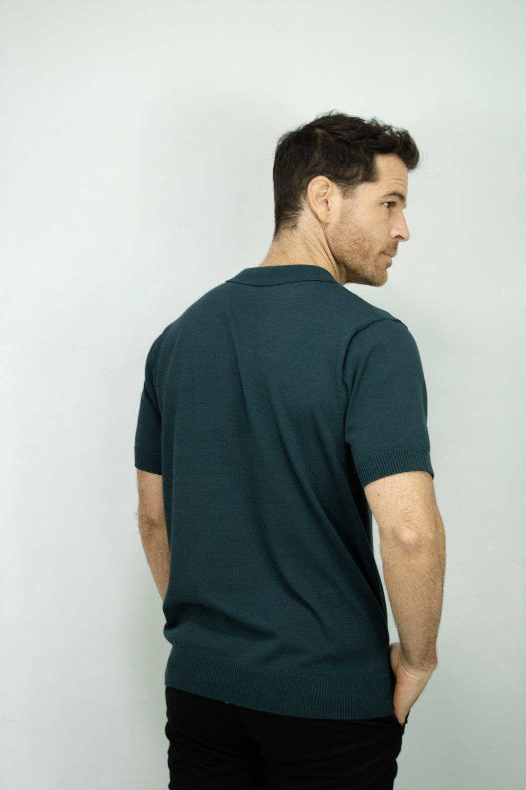 POLO TEJIDA VERDE OSCURO PARA HOMBRE