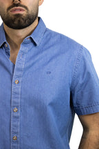 Camisa Manga Corta Denim Para Hombre