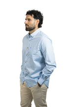 Camisa Manga Larga Azul Para Hombre
