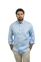 Camisa Manga Larga Azul Para Hombre