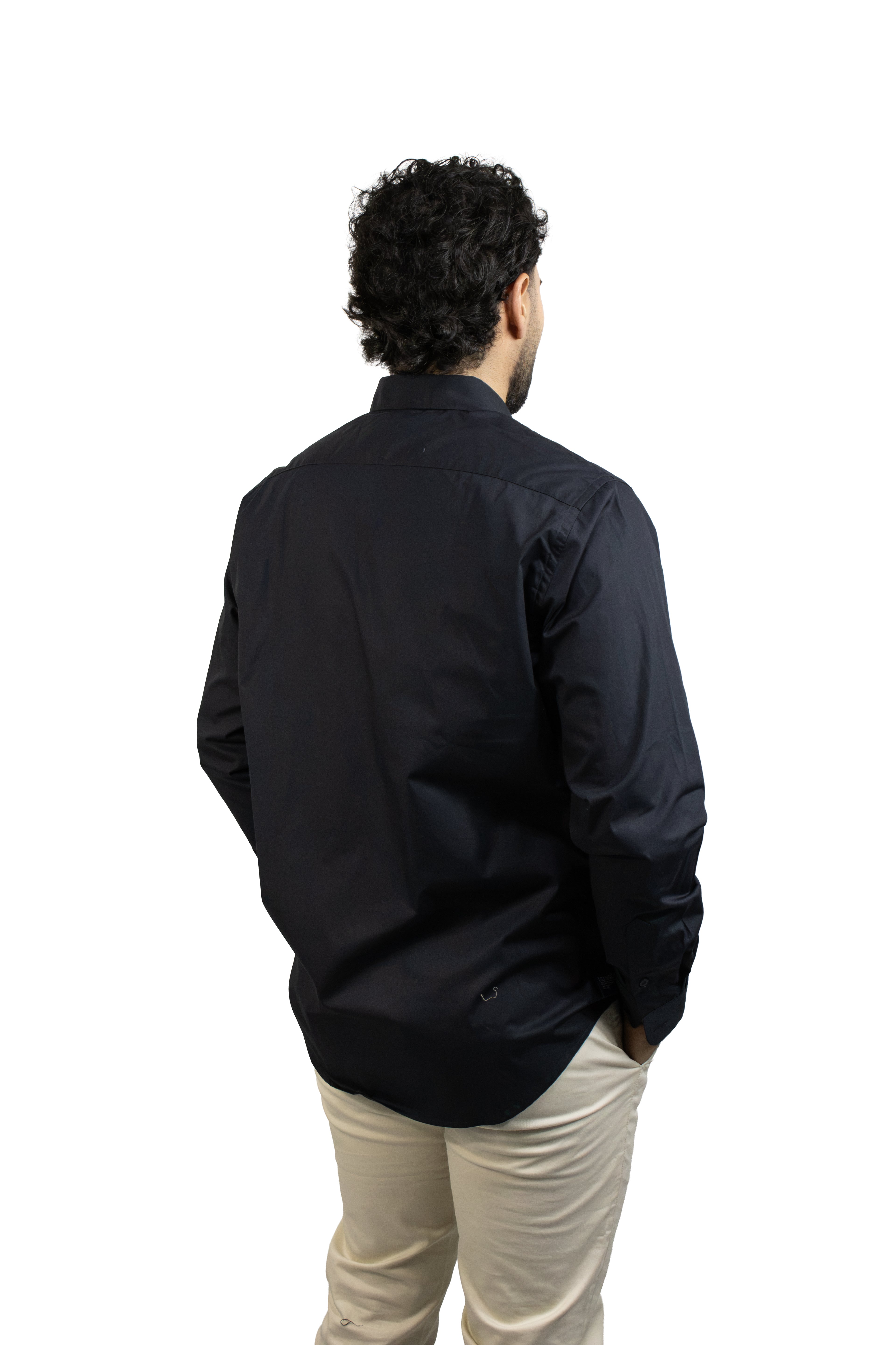 CAMISA MANGA LARGA NEGRA POPELINA PARA HOMBRE
