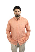 CAMISA MANGA LARGA CUADROS CORAL PARA HOMBRE