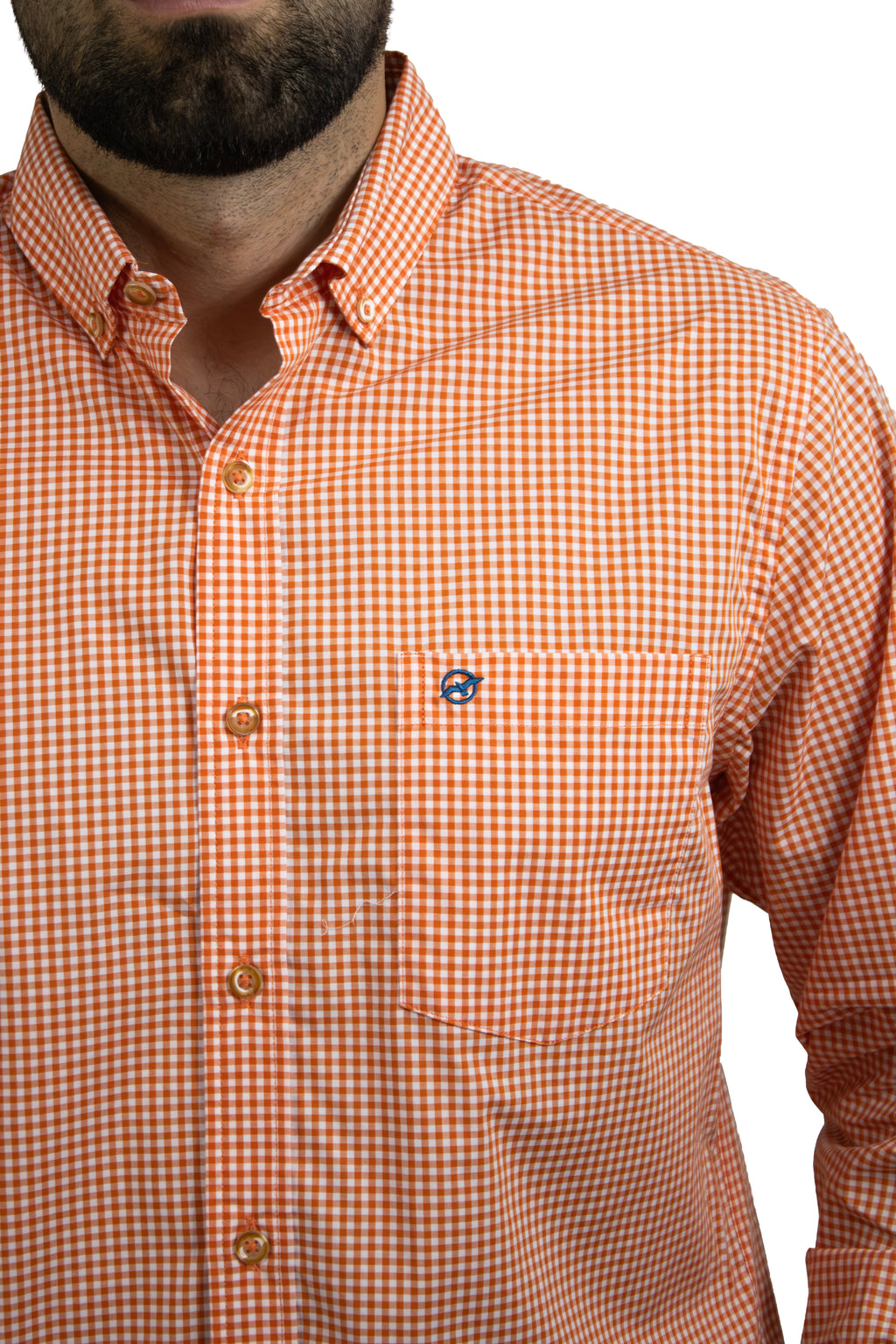 CAMISA MANGA LARGA CUADROS CORAL PARA HOMBRE