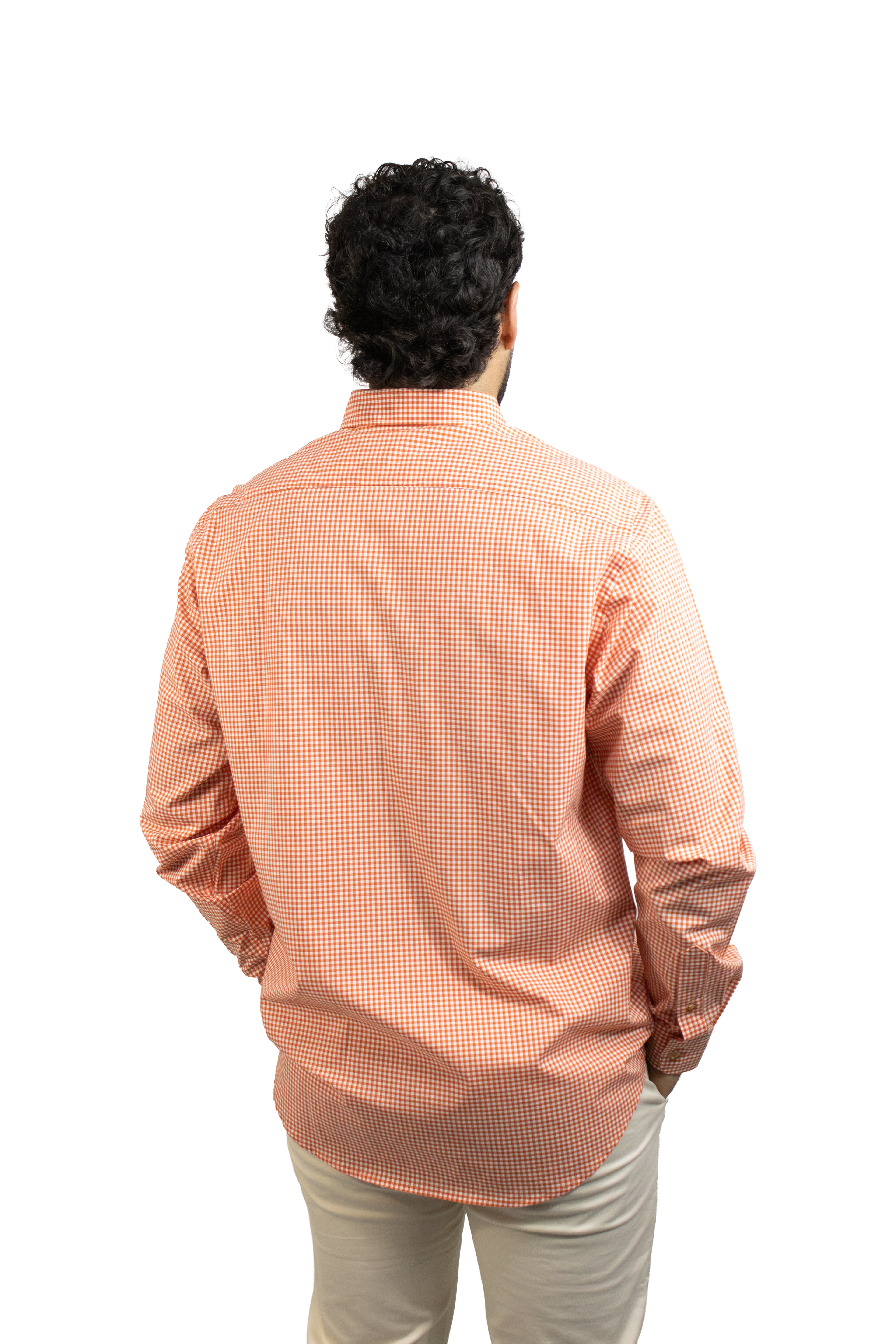 CAMISA MANGA LARGA CUADROS CORAL PARA HOMBRE