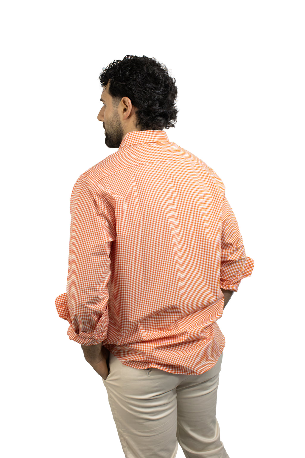CAMISA MANGA LARGA CUADROS CORAL PARA HOMBRE