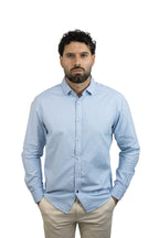 CAMISA MANGA LARGA AZUL OXFORD PARA HOMBRE