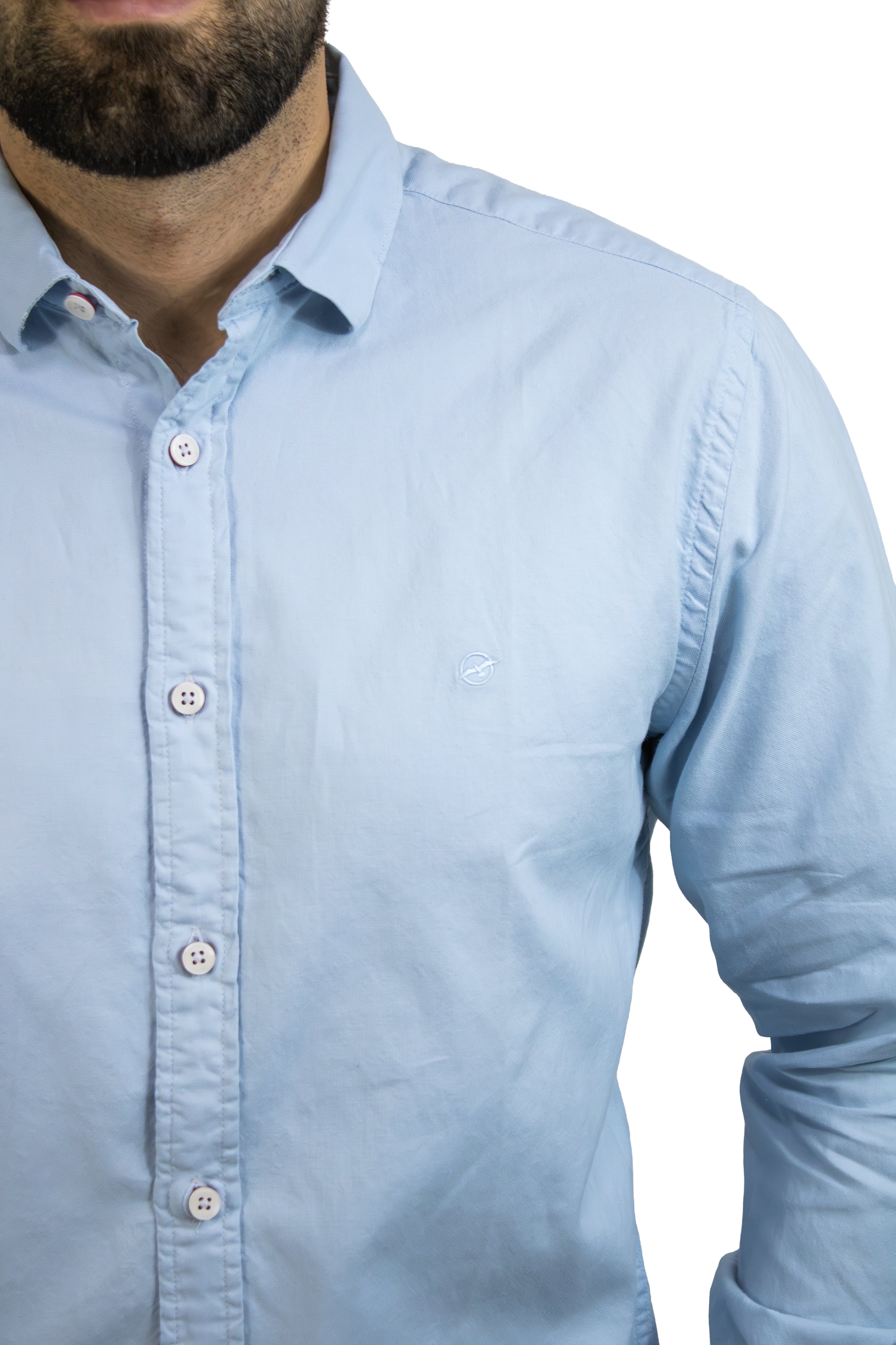 CAMISA MANGA LARGA AZUL OXFORD PARA HOMBRE