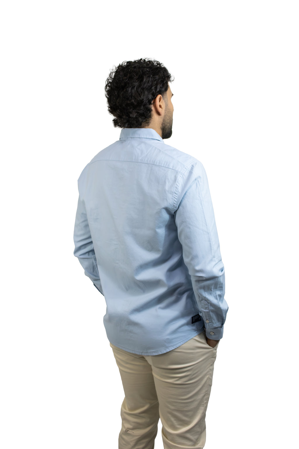 CAMISA MANGA LARGA AZUL OXFORD PARA HOMBRE
