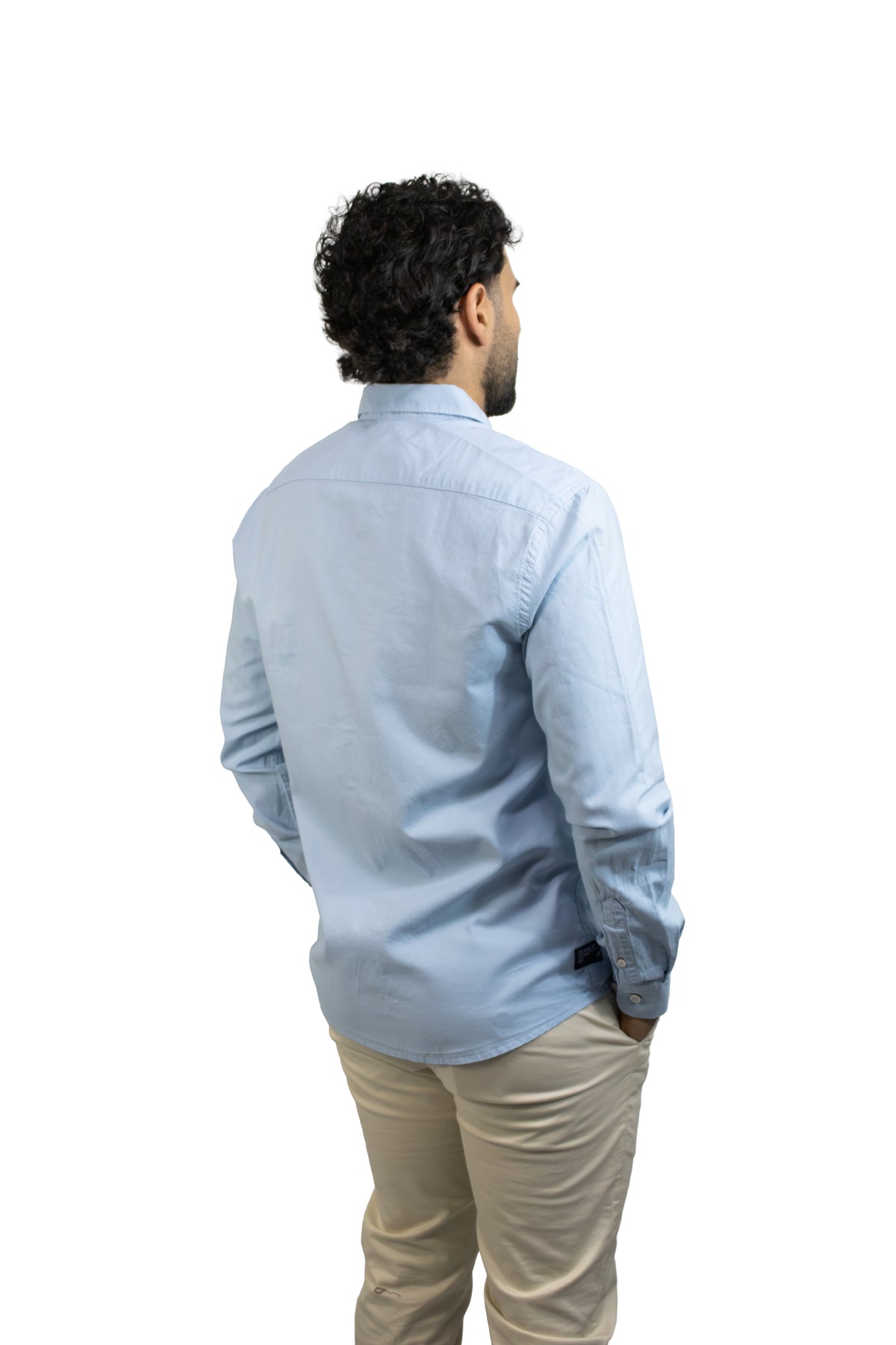 CAMISA MANGA LARGA AZUL OXFORD PARA HOMBRE