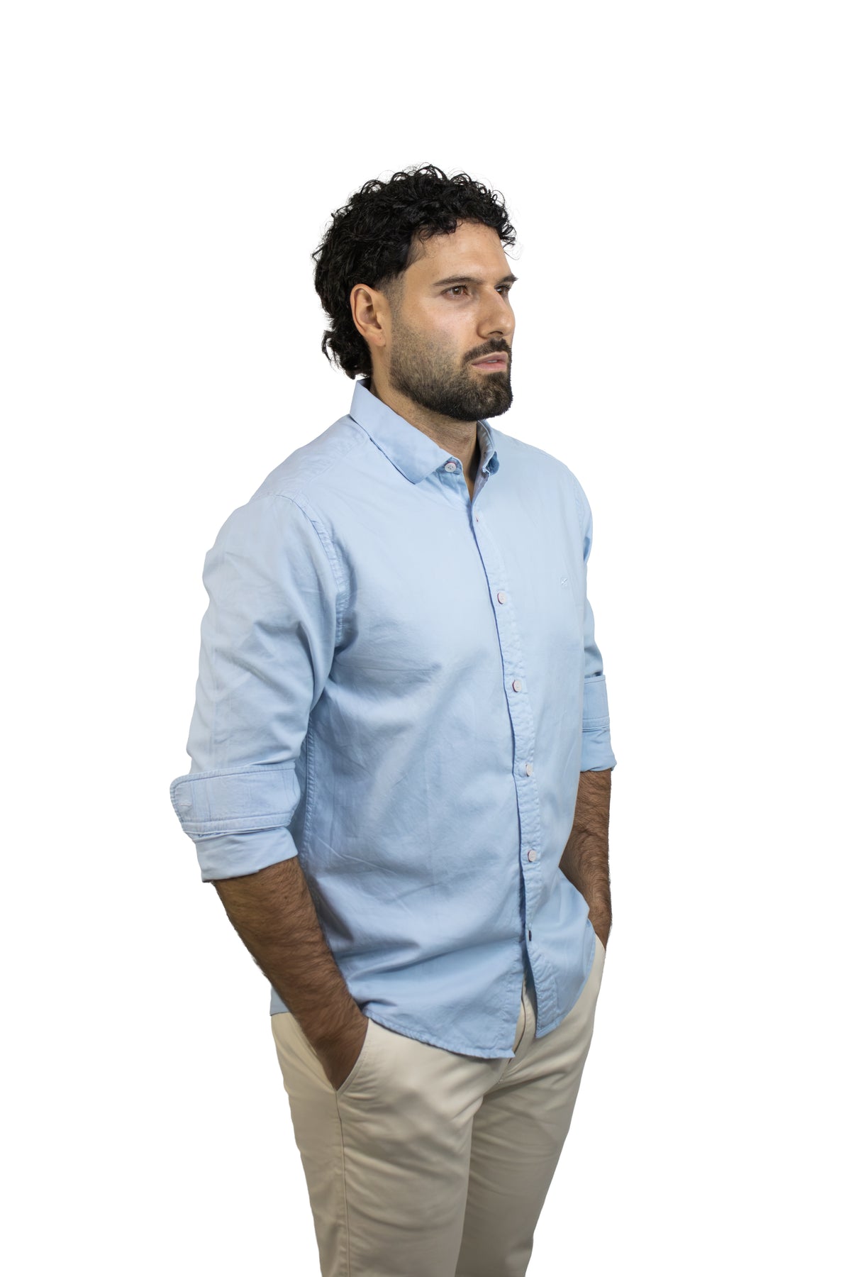 CAMISA MANGA LARGA AZUL OXFORD PARA HOMBRE