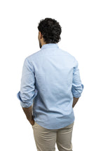 CAMISA MANGA LARGA AZUL OXFORD PARA HOMBRE