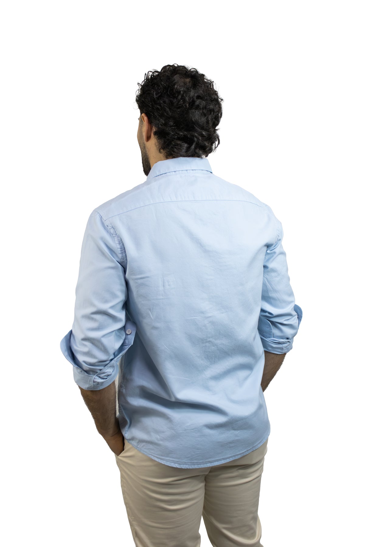 CAMISA MANGA LARGA AZUL OXFORD PARA HOMBRE