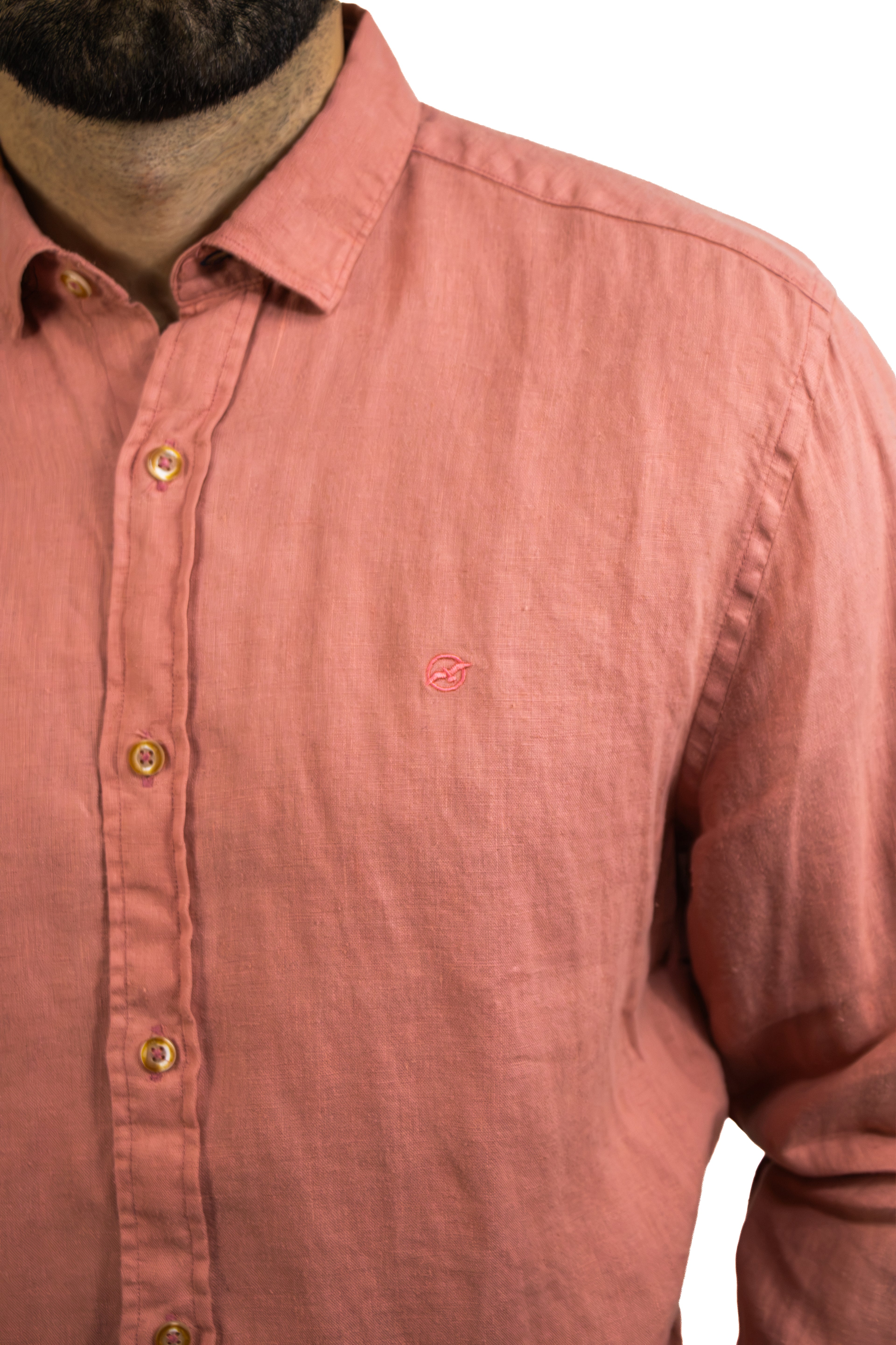 CAMISA LINO CORAL MANGA LARGA PARA HOMBRE