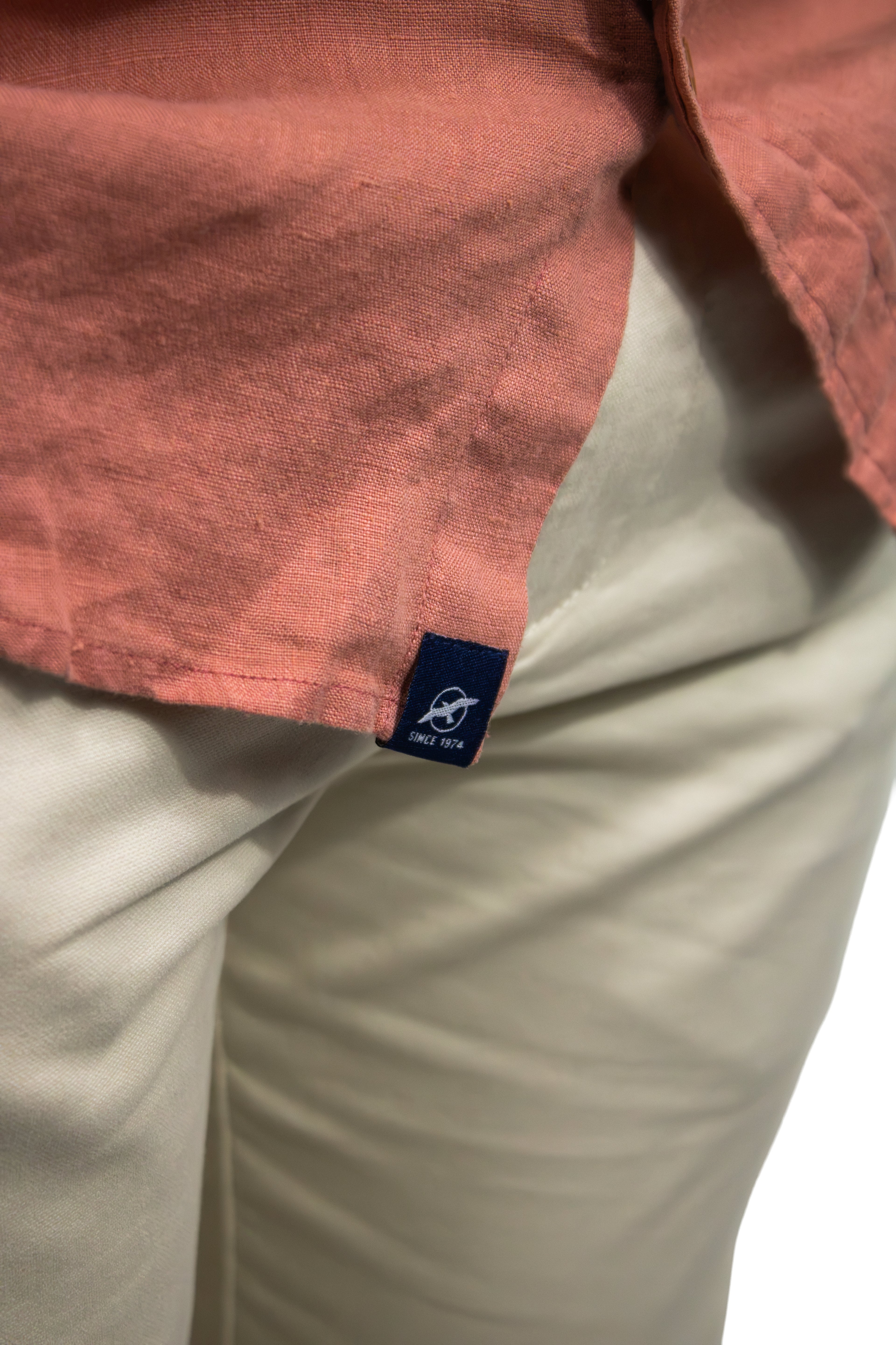 CAMISA LINO CORAL MANGA LARGA PARA HOMBRE