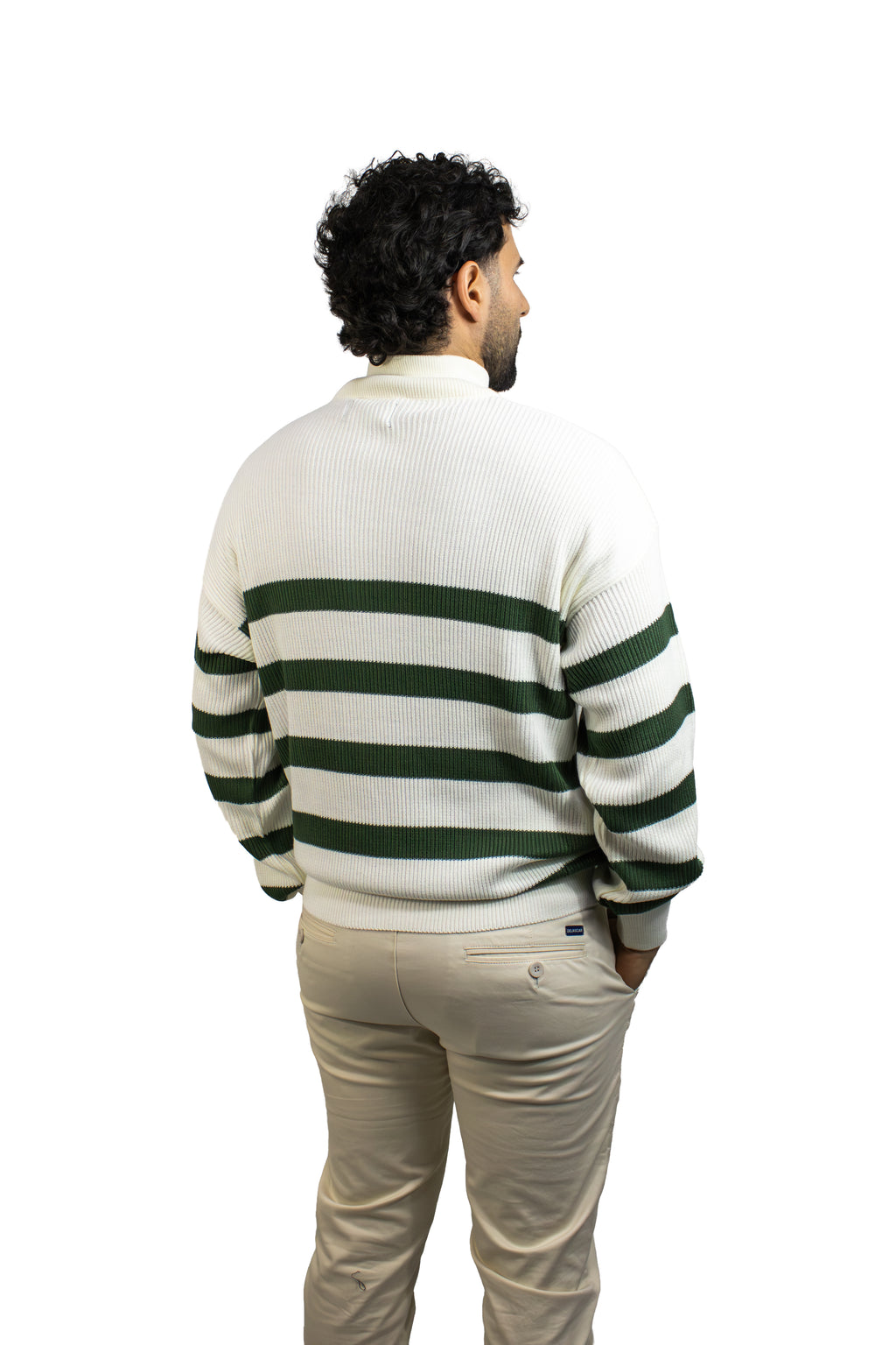SACO DE RAYAS VERDE CON CIERRE PARA HOMBRE
