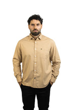 CAMISA MANGA LARGA CAFE EN POPELINA PARA HOMBRE