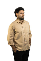 CAMISA MANGA LARGA CAFE EN POPELINA PARA HOMBRE