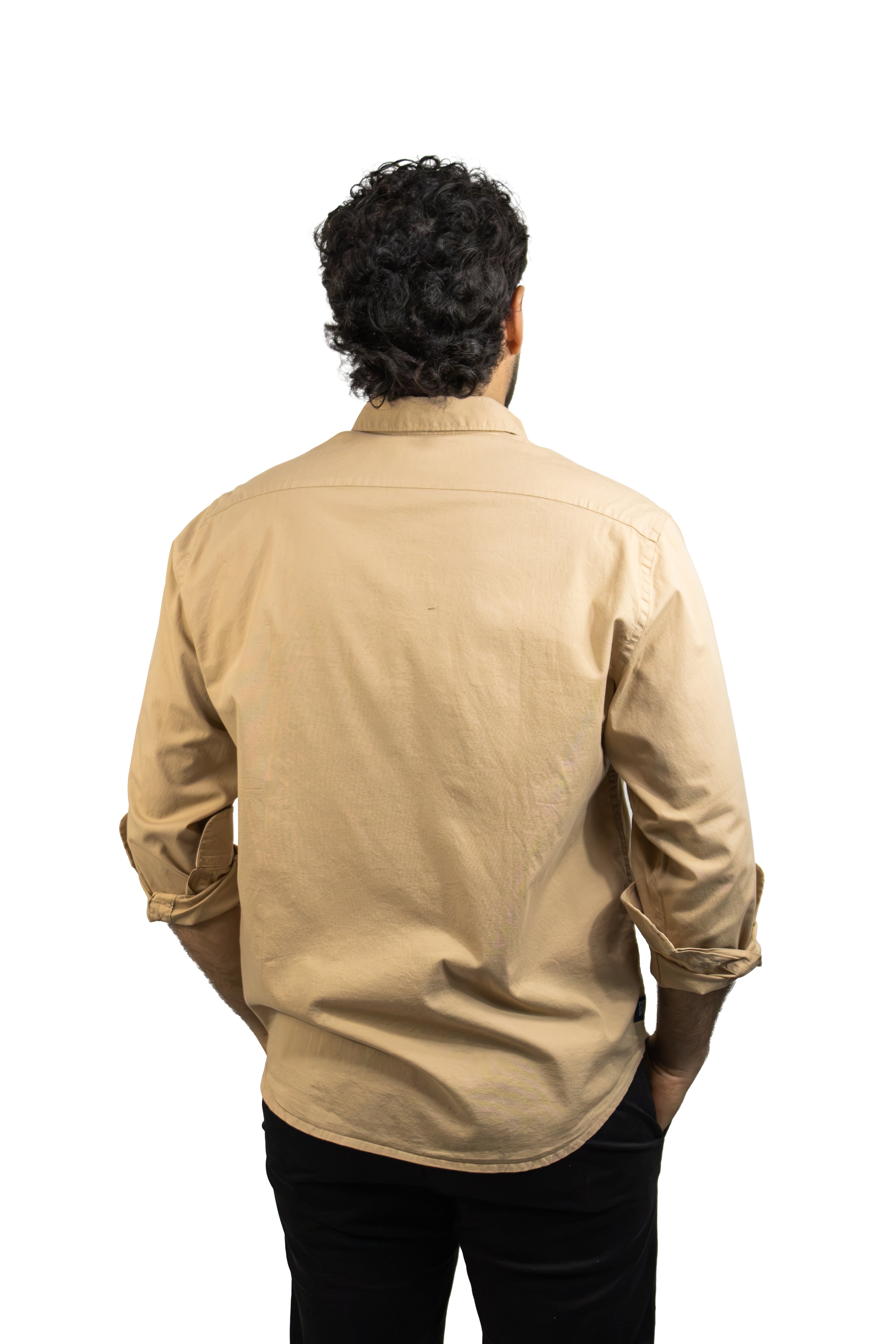 CAMISA MANGA LARGA CAFE EN POPELINA PARA HOMBRE