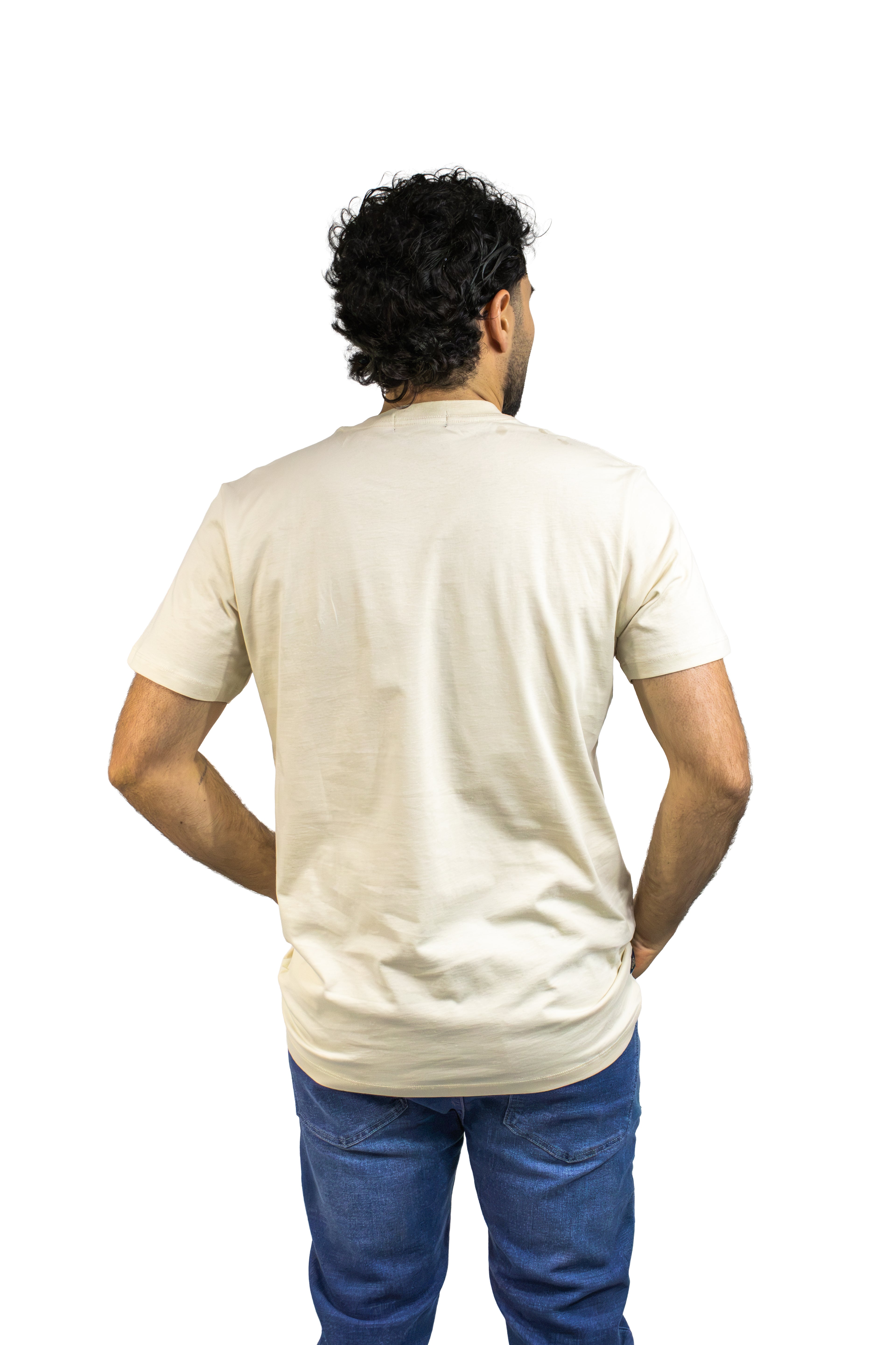 CAMISETA BÁSICA LIVIANA CUELLO REDONDO BEIGE PARA HOMBRE
