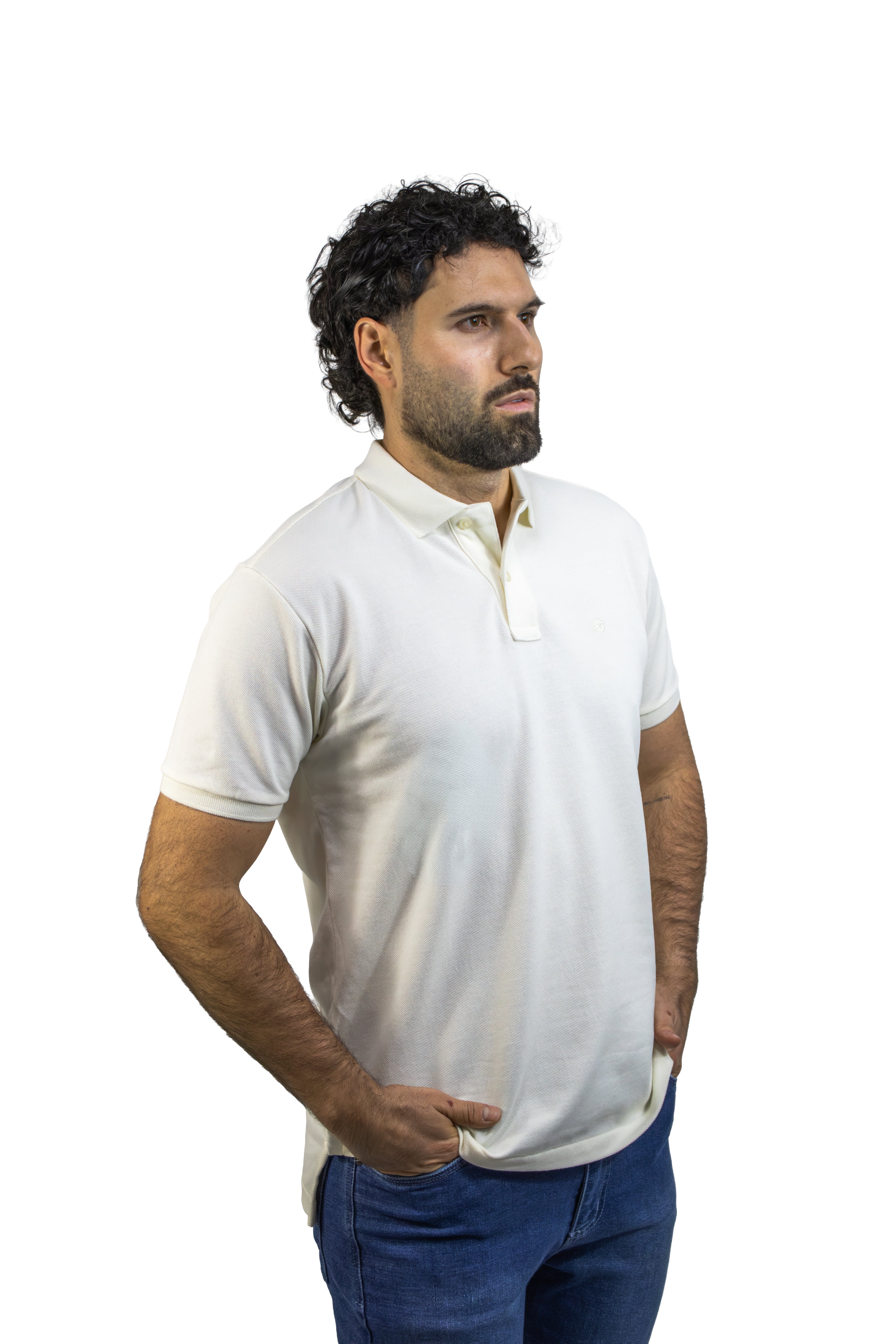 POLO MANGA CORTA MARFIL PARA HOMBRE