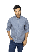 CAMISA MANGA LARGA CUADROS AZUL OSCURO PARA HOMBRE