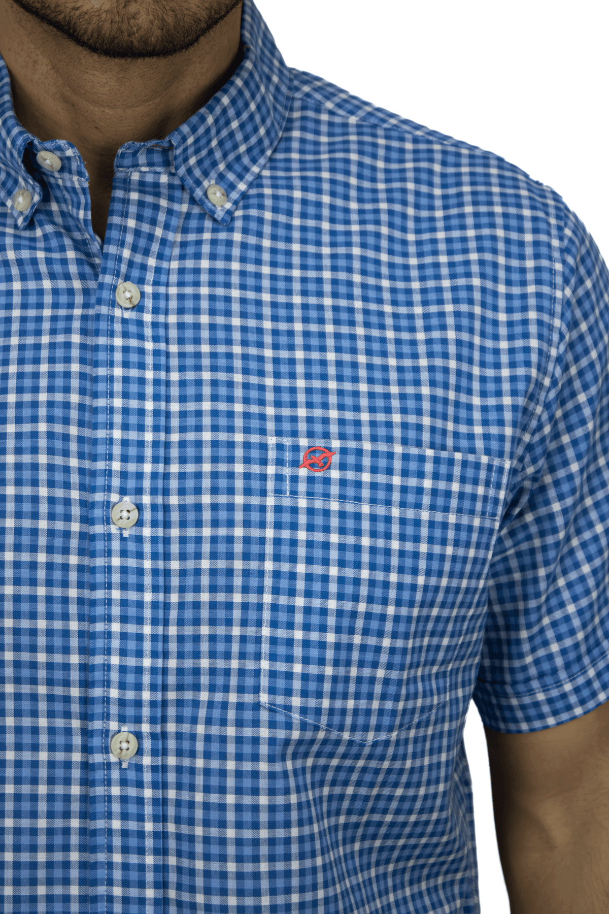 CAMISA MANGA CORTA CUADROS AZUL OSCURO PARA HOMBRE