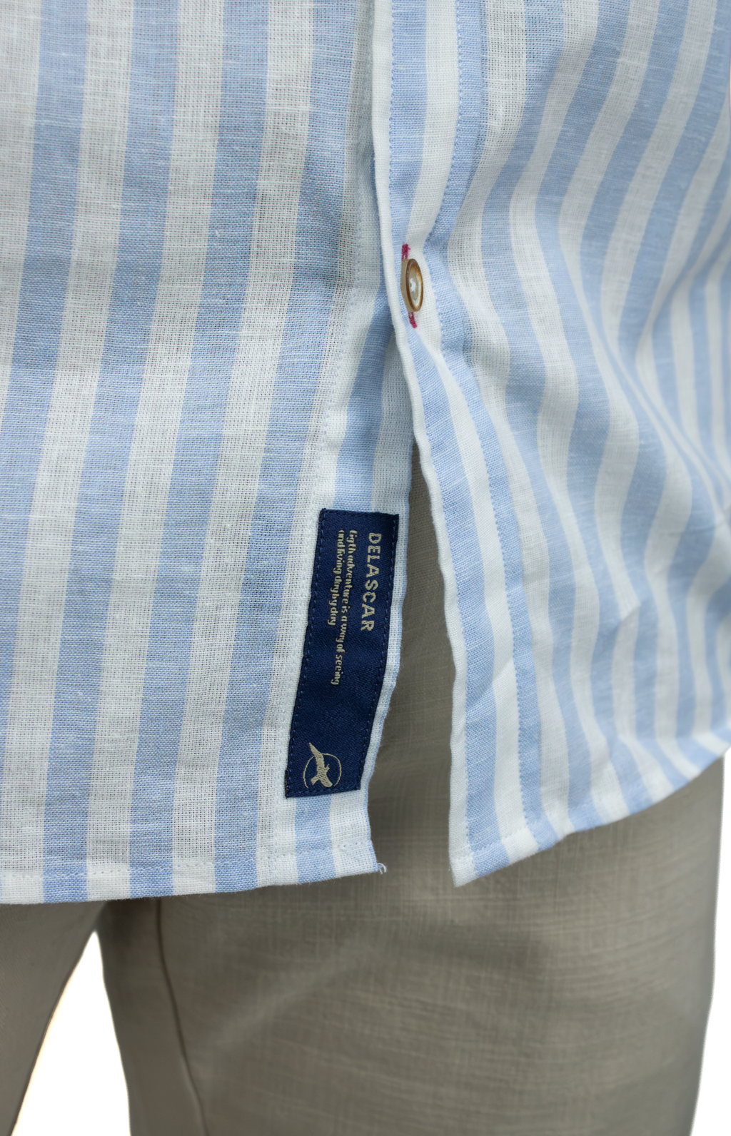 CAMISA MANGA LARGA AZUL LINO ALGODÓN