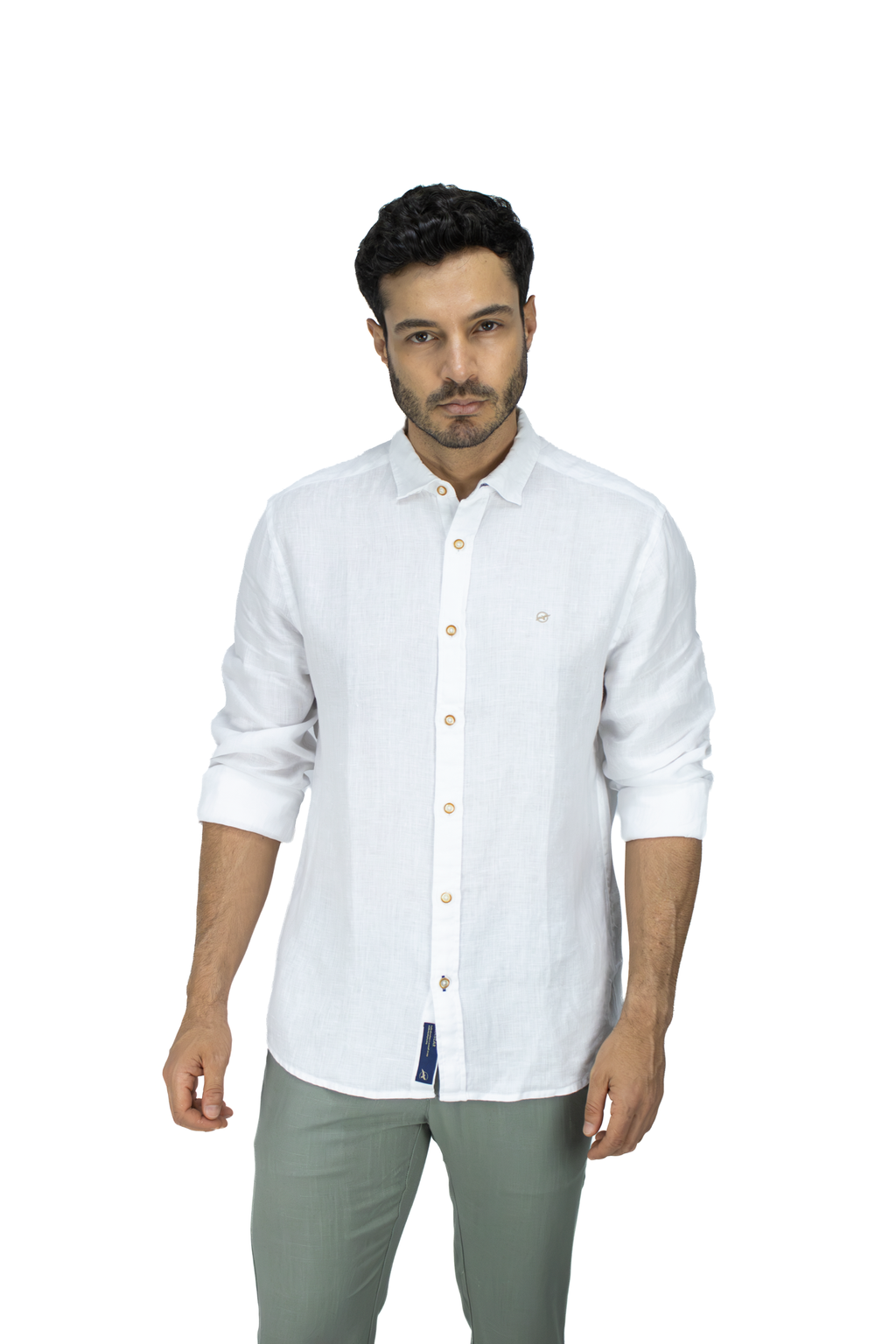 CAMISA LINO MANGA LARGA BLANCO PARA HOMBRE