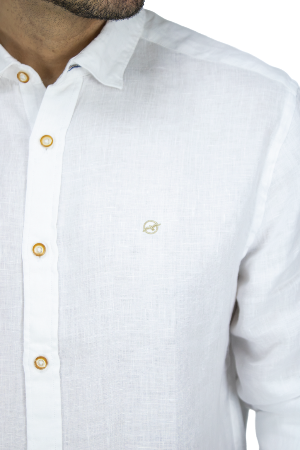 CAMISA LINO MANGA LARGA BLANCO PARA HOMBRE