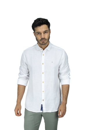 CAMISA LINO MANGA LARGA BLANCO PARA HOMBRE