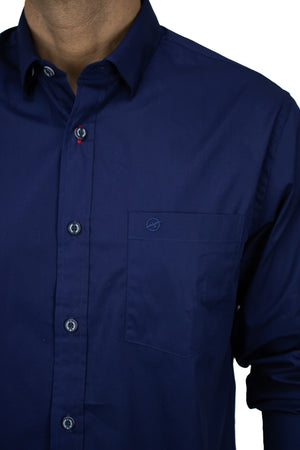 CAMISA MANGA LARGA BÁSICA AZUL PARA HOMBRE