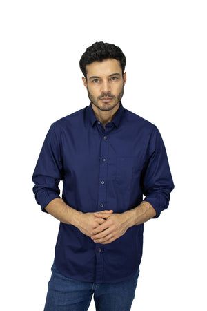 CAMISA MANGA LARGA BÁSICA AZUL PARA HOMBRE