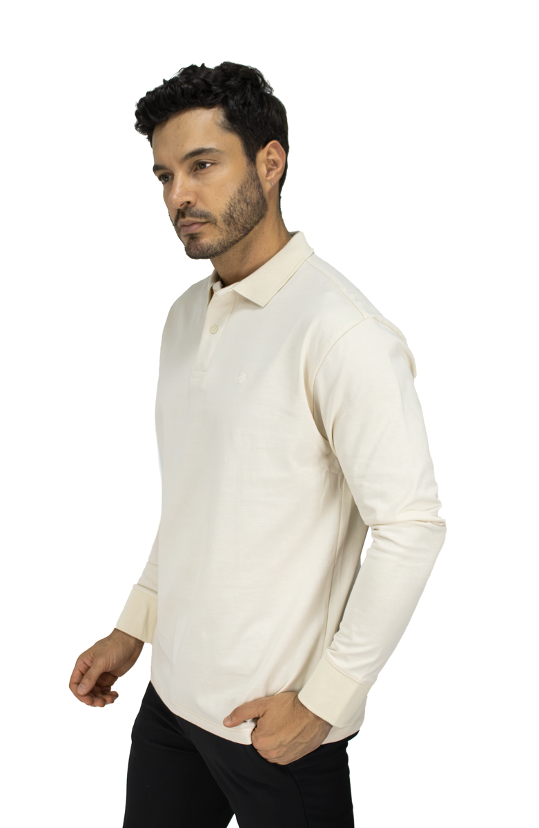 POLO MANGA LARGA MARFIL PARA HOMBRE