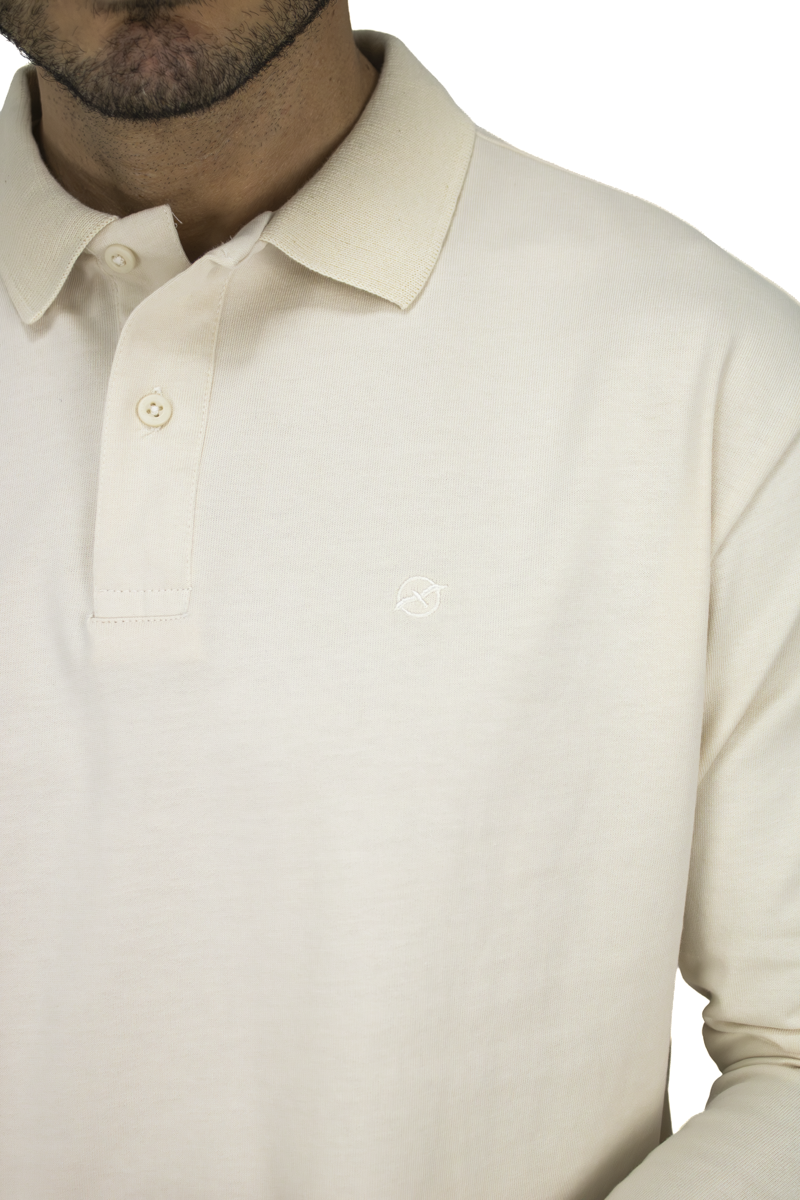 POLO MANGA LARGA MARFIL PARA HOMBRE