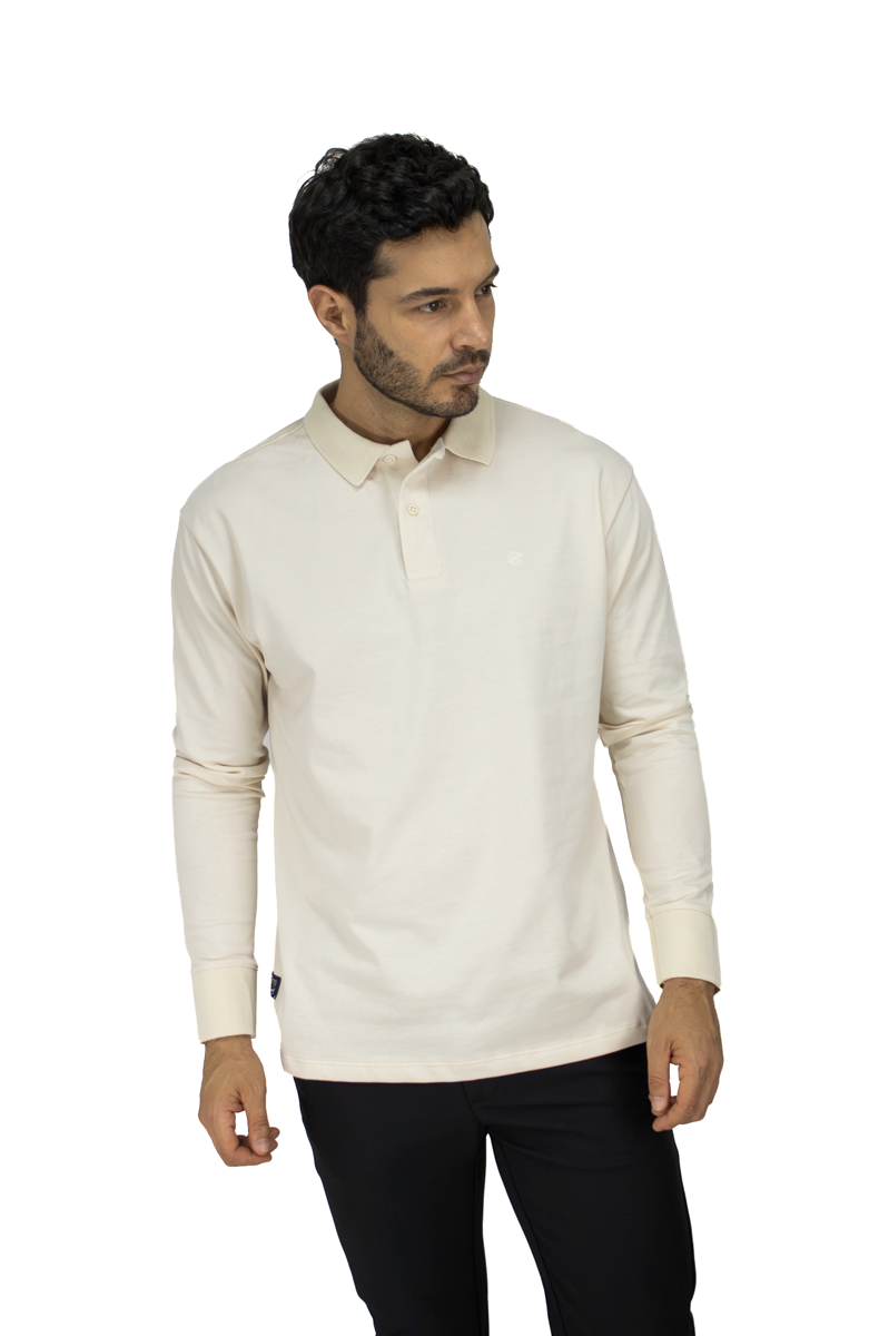 POLO MANGA LARGA MARFIL PARA HOMBRE