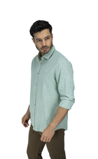 CAMISA MANGA LARGA VERDE ALGODÓN LINO PERUANO