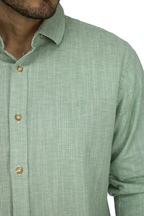 CAMISA MANGA LARGA VERDE ALGODÓN LINO PERUANO