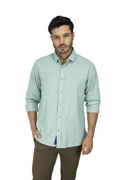 CAMISA MANGA LARGA VERDE ALGODÓN LINO PERUANO